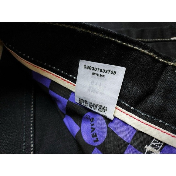 Vtg Y2K Levi's Skinny 511 Black Mid Rise Unisex Rocker Biker Metal Jeans Sz 31 - Picture 7 of 8